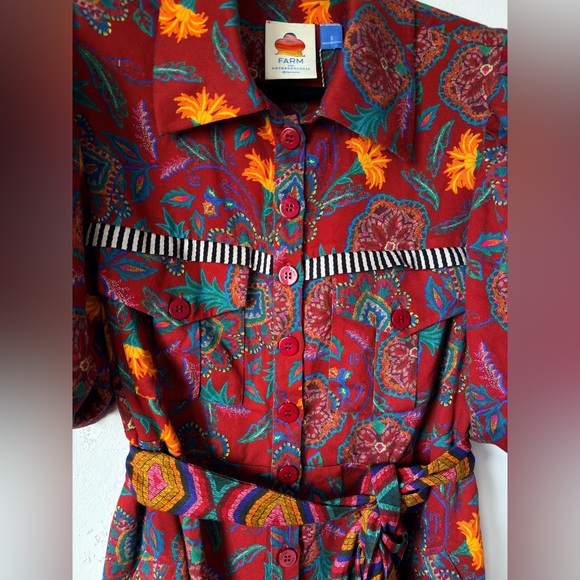 FARM RIO ANTHROPOLOGY Floral Red ROMPER - Picture 9 of 16